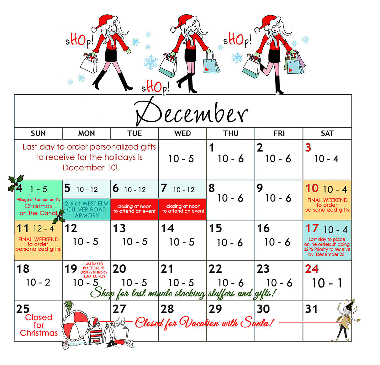 philoSophie's Holiday Hours and Order Deadlines