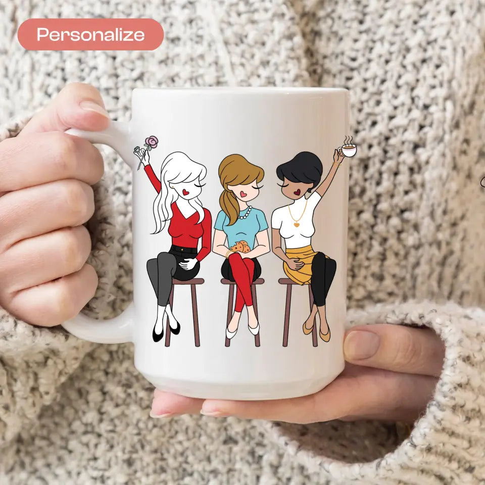 Personalized Ceramic Mug - 3 Friends, Sisters