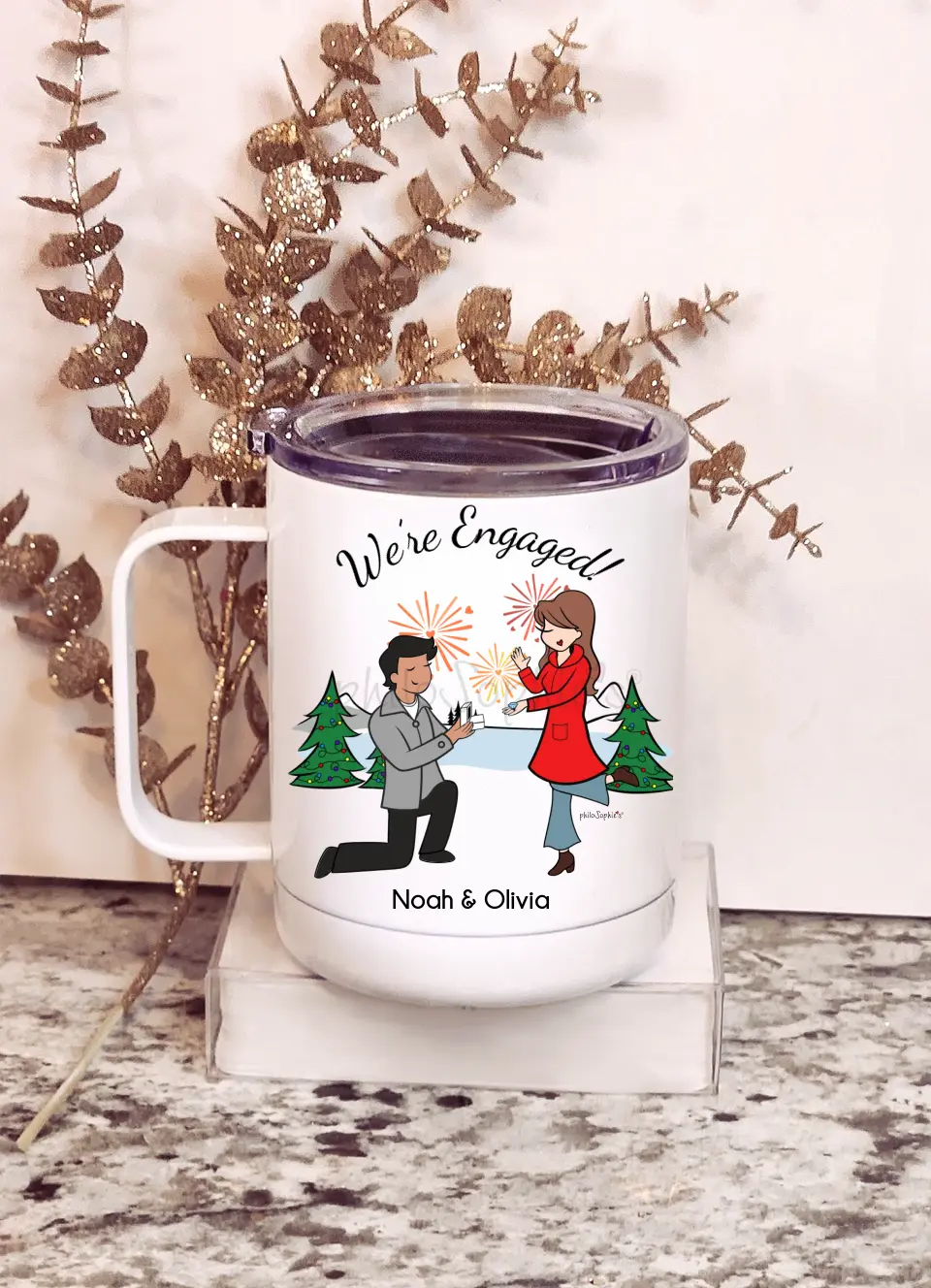 Personalized Travel Mug ~ Winter Engagement