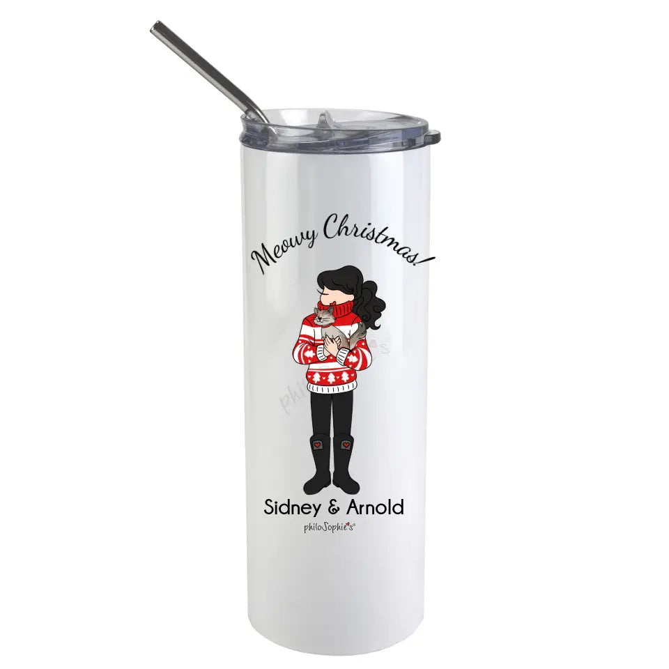 Personalized Tumbler - Meowy Christmas!