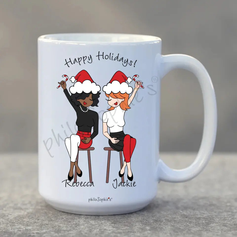 Personalized Ceramic Mug - Holiday Cheer Friends