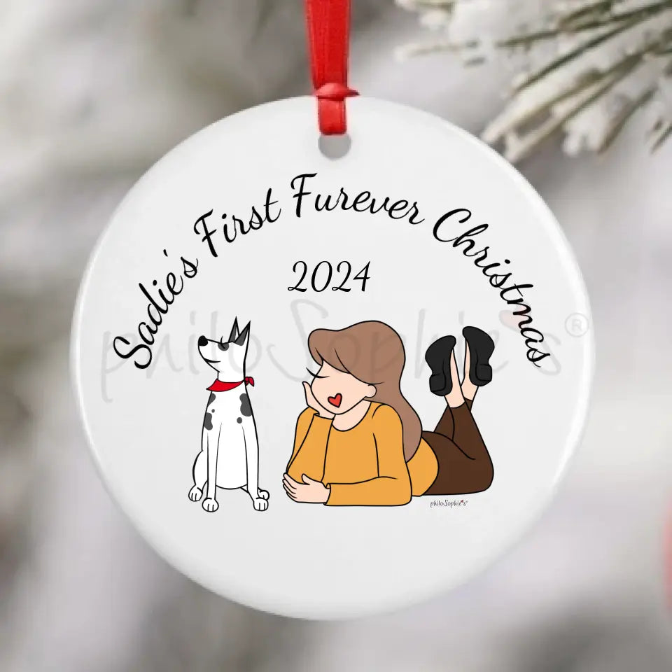 Personalized Porcelain Ornament - Dog, First Furever Christmas