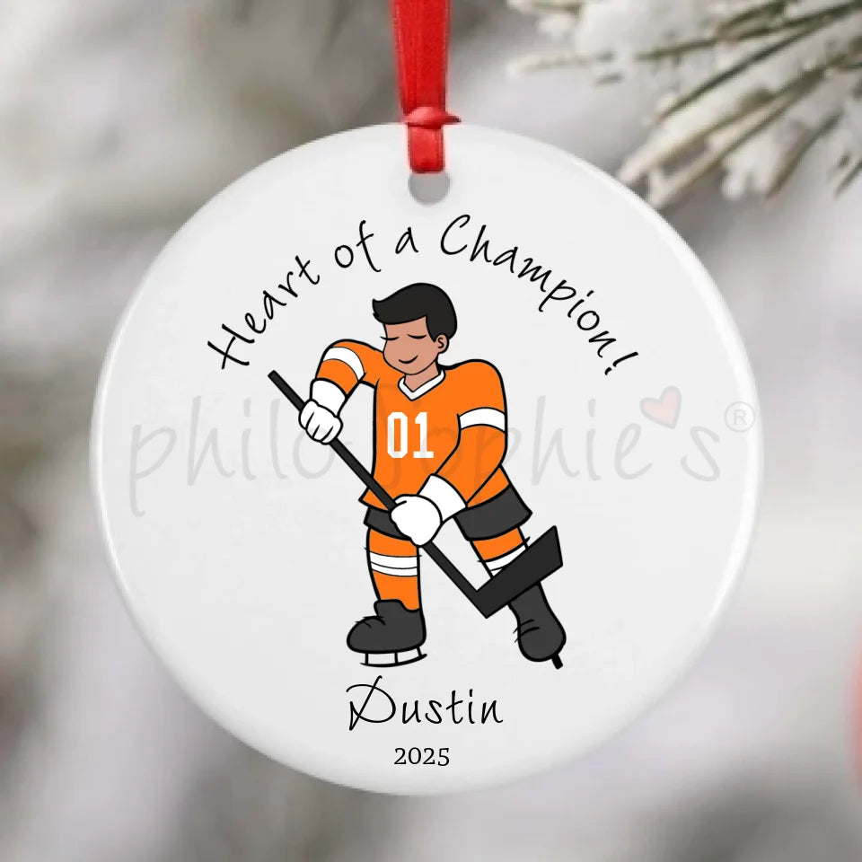 Personalized Porcelain Ornament : Hockey Boy